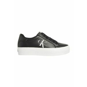 Pantofi sport din piele cu talpa flatform si imprimeu logo - Negru imagine