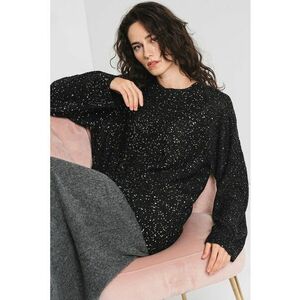 Pulover lejer cu paiete Leilani - Negru/Argintiu imagine