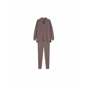 Set pijamale gri - poliester - maneca lunga - decolteu amplu in V imagine