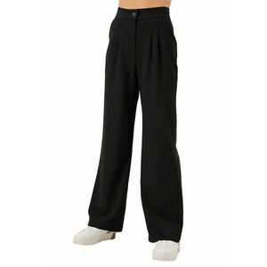 Pantaloni dama - HiCCUP - plisati - textil - talie inalta - negru imagine