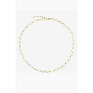 Colier scurt placat cu aur de 14K si perle naturale - Alb/Auriu imagine