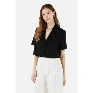 Sacou crop cu maneci scurte - Negru imagine