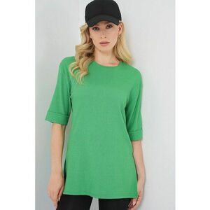 Tricou dama HiCCUP - texturat maneca scurta -verde poliester - Verde imagine