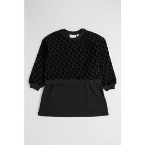 Rochie cu monograma si maneci lungi - Negru imagine