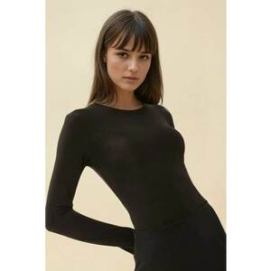 Slim Fit - guler rotund - maneca lunga - negru - poliester - Negru imagine