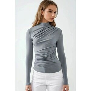 Bluza dama - guler inalt - gri - Gri imagine