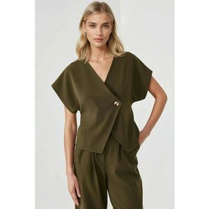 Bluza dama - ajustata - decolteu in V - textil - Verde imagine