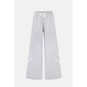 Pantaloni dama - cu de inima - gri - bumbac si poliester - Gri imagine