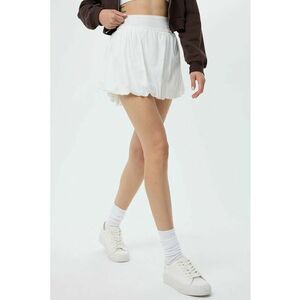 Fusta mini tip balon dama - talie inalta - textil - alb - Alb imagine