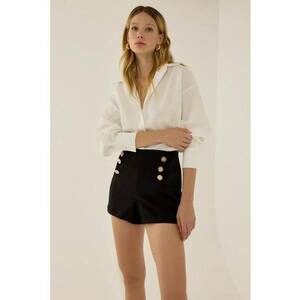 Pantaloni scurti - cu detalii aurii - textil - Negru imagine