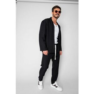Set Long Tulum Jacheta tip kimono si pantalon Premium Edition Black 19169 - Negru imagine