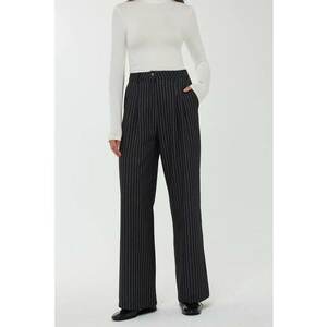 Pantaloni dama bleumarin cu dungi - Albastru imagine