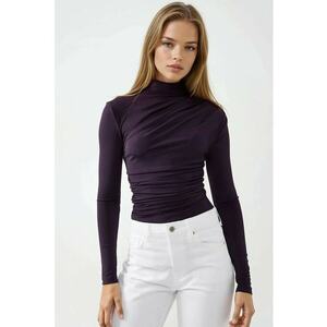 Bluza dama - guler inalt - mov - Violet/Mov imagine