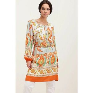 Rochie mini dama - HiCCUP - viscoza satinata - Portocaliu imagine