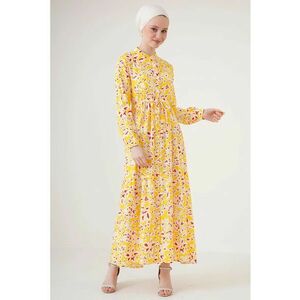 Rochie maxi dama - HiCCUP - viscoza - model floral - Galben lamaie imagine