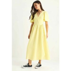 Rochie midi dama - HiCCUP - bumbac - galben - Galben lamaie imagine