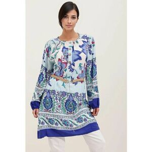 Rochie mini dama - HiCCUP - imprimeu - viscoza satinata - Albastru imagine