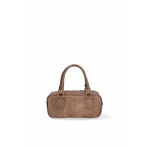 Geanta din piele si piele intoarsa cu maner Seraphina Elite - Maro taupe imagine