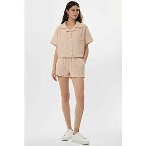 Pantaloni scurti dama - din amestec de bumbac - galben - si - Galben chihlimbar imagine