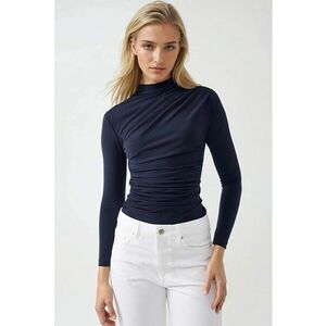 Bluza dama - guler inalt - Albastru marin imagine