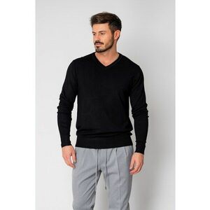 Pulover cu V cut Black 19091 - Negru imagine