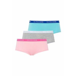 Set de chiloti hipster cu banda logo in talie - 3 perechi - Gri melange/Roz/Verde menta imagine