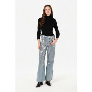 Pulover slim fit cu guler inalt - Negru imagine