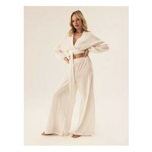 Pantaloni dama Seaside alb crem - Crem imagine