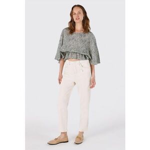 Blugi crop cu talie inalta - Alb fildes imagine