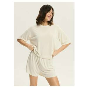 Pantaloni scurti Ruth Alb crem - Crem imagine