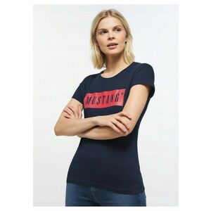 Tricou Dama - Model Alina C Logo Tee - Croiala Clasica Regular Fit - 100% Bumbac - Moale Si Comod - Cu Imprimeu Logo - Bun Pentru Fiecare Zi Si Tinute Casual - Marimea XS - Albastru imagine
