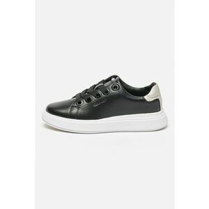 Pantofi sport de piele cu sireturi - Negru/Argintiu imagine