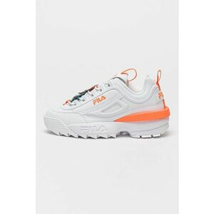 Pantofi sport de piele ecologica cu aspect masiv Disruptor Flower - Alb/Coral imagine