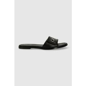 Papuci dama din piele cu logo Flat Slide Relock - Negru imagine