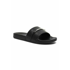 Papuci din piele ecologica cu decoratiune metalica - Negru imagine