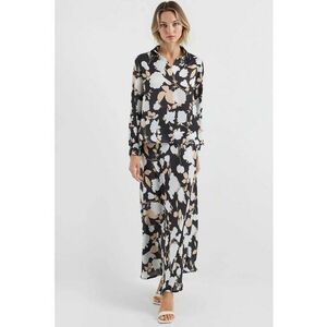 Set doua piese - maneca lunga - imprimeu floral - negru - Negru imagine