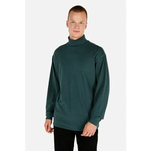 Bluza de bumbac cu guler inalt - Verde persan imagine