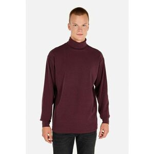 Bluza de bumbac cu guler inalt - Visiniu imagine