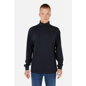 Bluza de bumbac cu guler inalt - Albastru ultramarin imagine