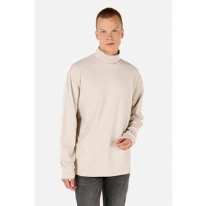 Bluza de bumbac cu guler inalt - Alb fildes imagine