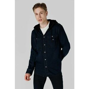 Jacheta-camasa din denim cu gluga - Bleumarin imagine
