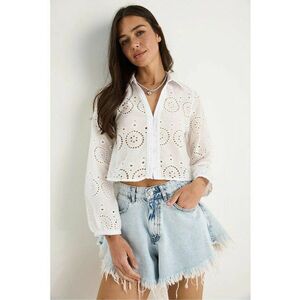 Camasa scurta - brodata - alb - poliester imagine