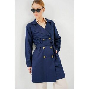 Palton dama - HiCCUP - cu doua randuri de nasturi - textil - albastru imagine