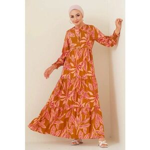 Rochie maxi dama HiCCUP - viscoza - decolteu rotund - multicolor imagine