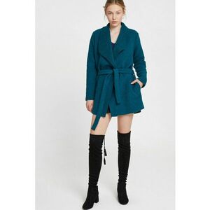 Cardigan din amestec de lana cu un cordon in talie - Verde persan imagine