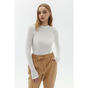 Bluza din modal cu striatii - Alb imagine