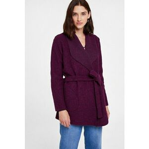 Cardigan din amestec de lana cu un cordon in talie - Violet imagine