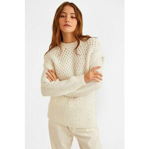 Pulover 2-In-1 cu perforatii - Crem imagine