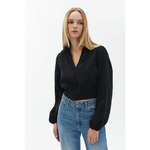Camasa crop din amestec de modal - Negru imagine