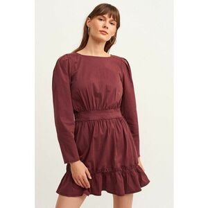 Rochie mini cu volane - Rosu inchis imagine